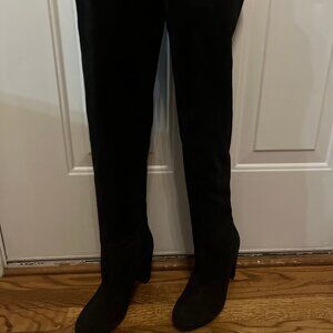 Nine West Black Swede Leather Knee High Heel Boots - Size 8 M